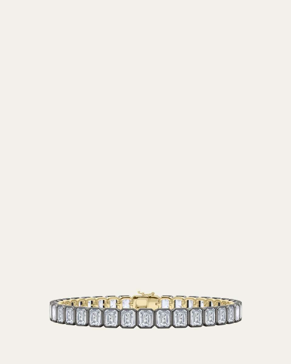 18K Emerald Cut Bezel Lab Grown Diamond Tennis Bracelet