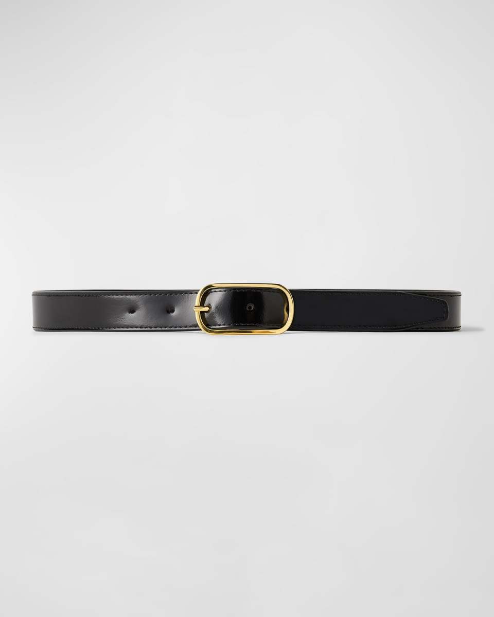 Oval Buckle Leather Belt