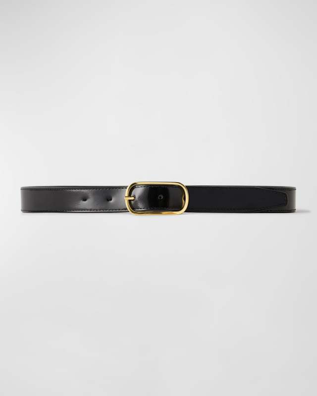 Oval Buckle Leather Belt