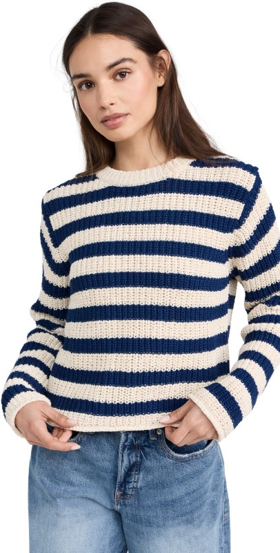 Velvet Maxine Pullover Sweater Ecru/Navy