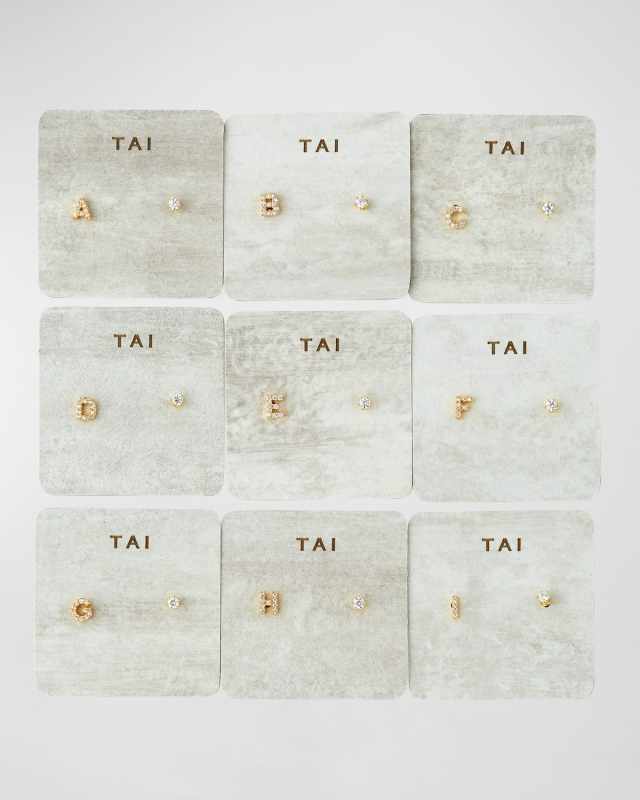Cubic Zirconia Initial Stud Earrings