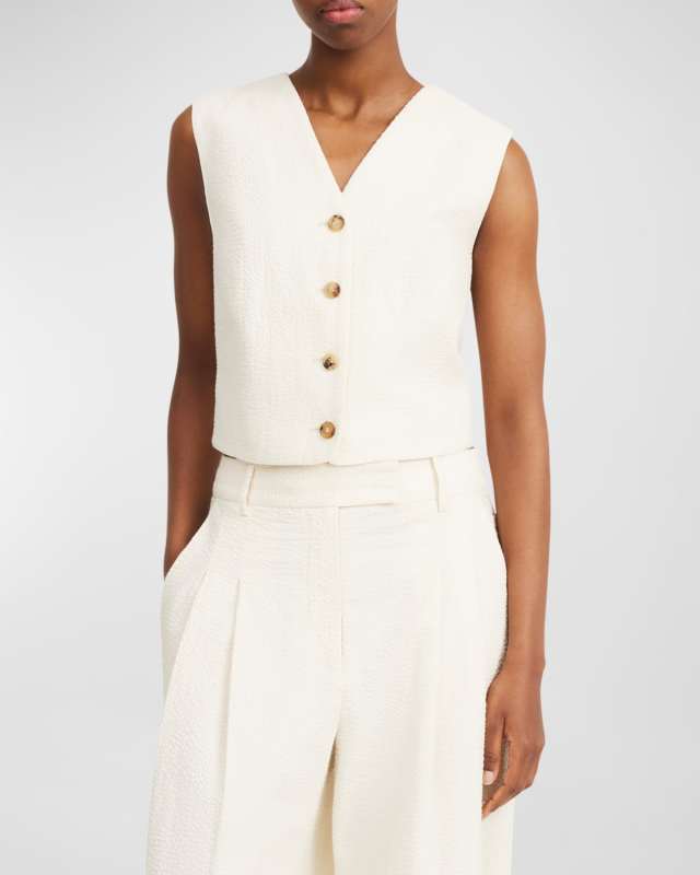 Blaire Cropped Seersucker Vest