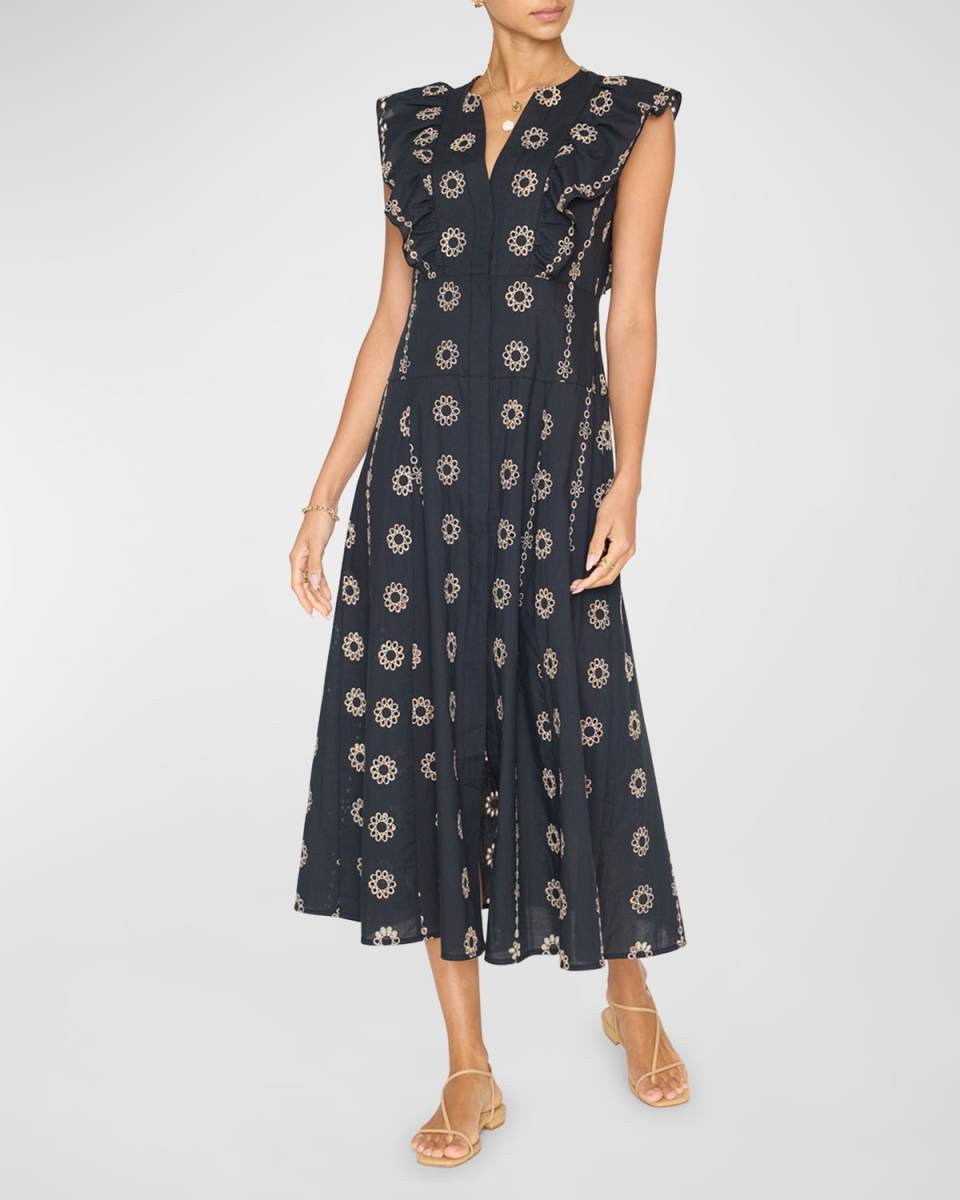 Aurora Eyelet-Embroidered Cotton Midi Dress