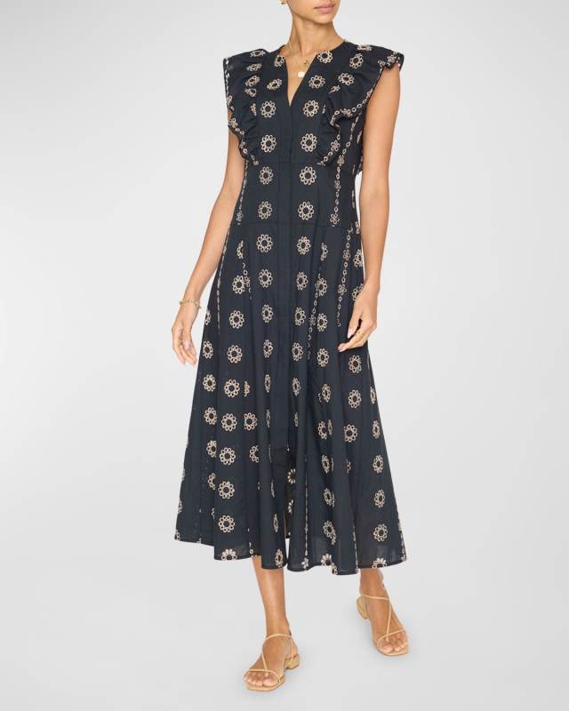 Aurora Eyelet-Embroidered Cotton Midi Dress