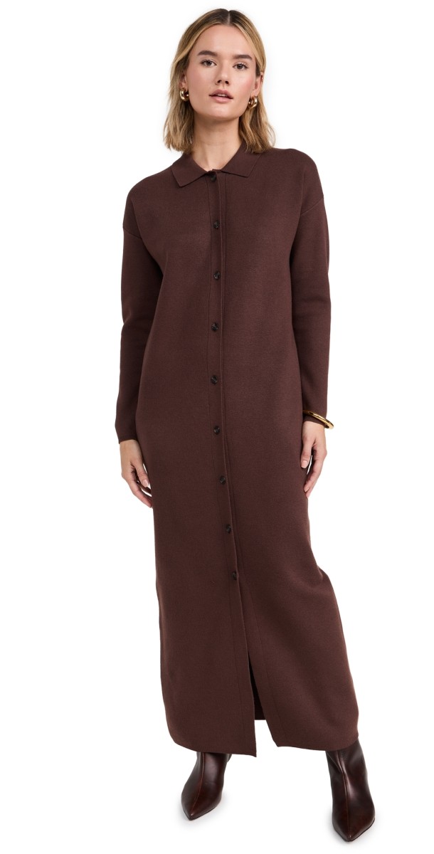 525 Christine Maxi Button Down Dress Shaved Chocolate