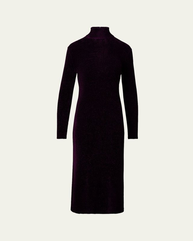 Chenille Ribbed Knit Tube Midi Dress