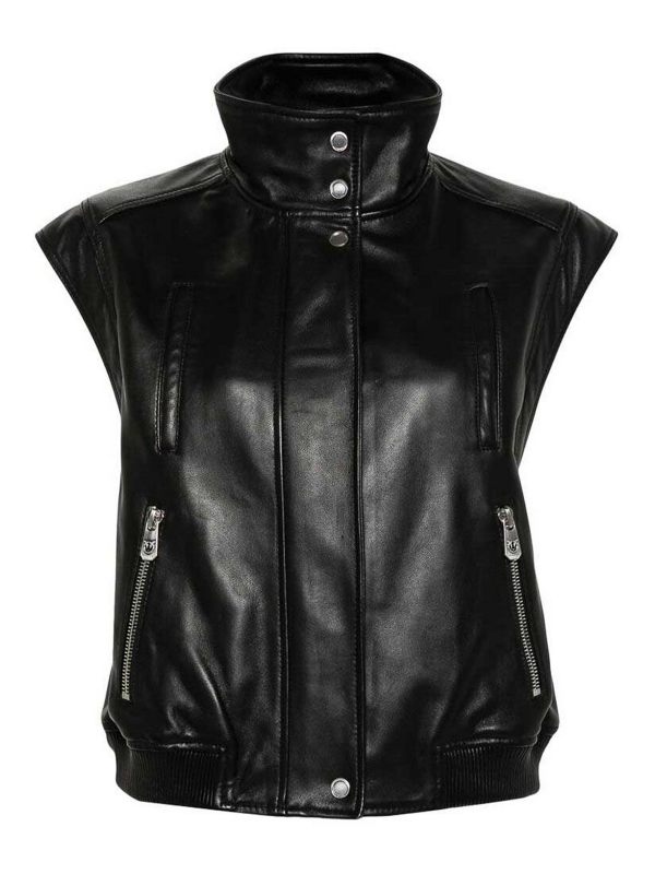 Pinko Blouson En Cuir - Noir