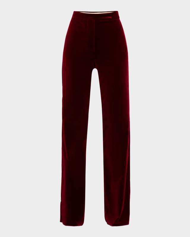 Aceto Straight-Leg Cotton Velvet Pants