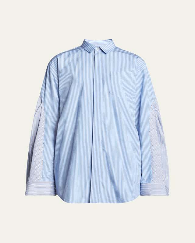 Stripe Oversized Sleeve Button Down Shirtdress
