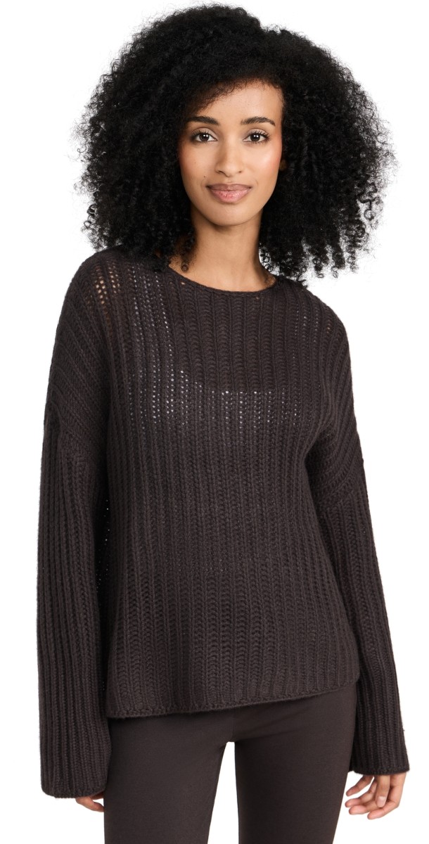 Sablyn Open Knit Cashmere Sweater Oak Tree