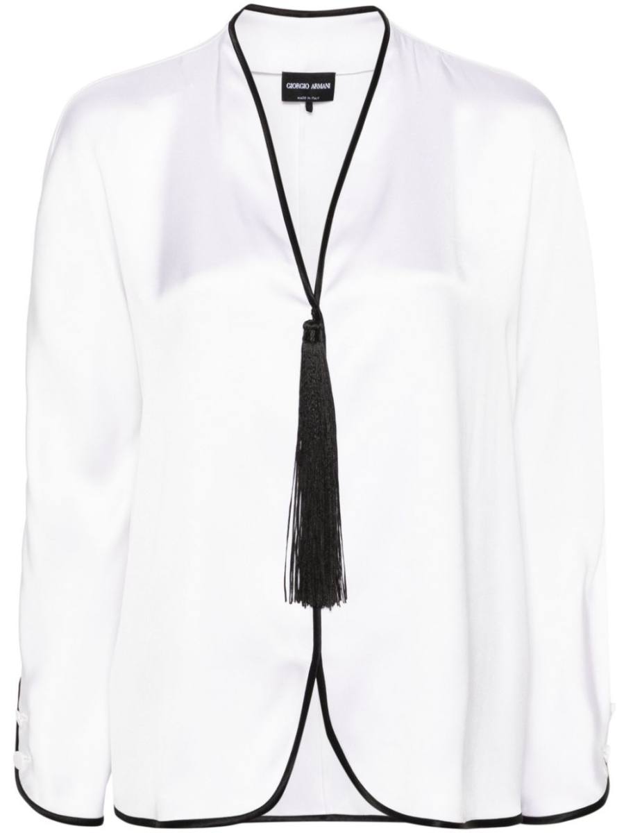 tassel-detail silk blouse
