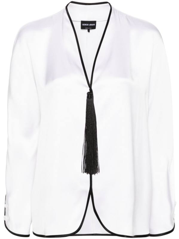 tassel-detail silk blouse
