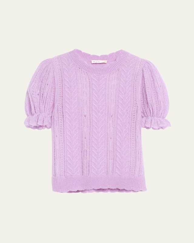 Mavis Openwork Knit Puff-Sleeve Top