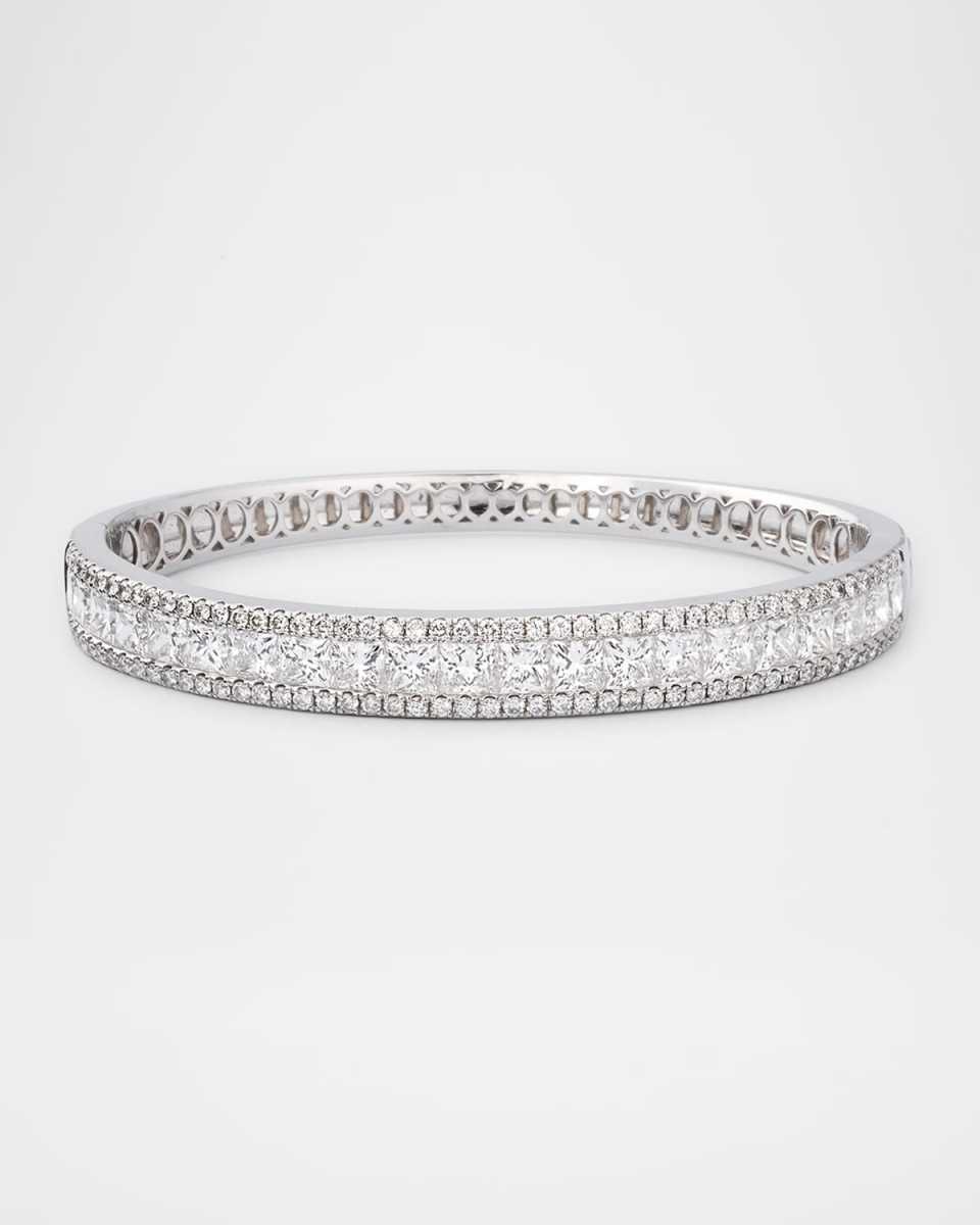 Diamond Game 14K White Gold Diamond Triple Row Bangle Bracelet