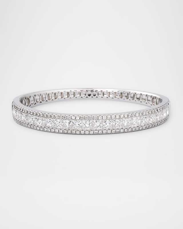 Diamond Game 14K White Gold Diamond Triple Row Bangle Bracelet
