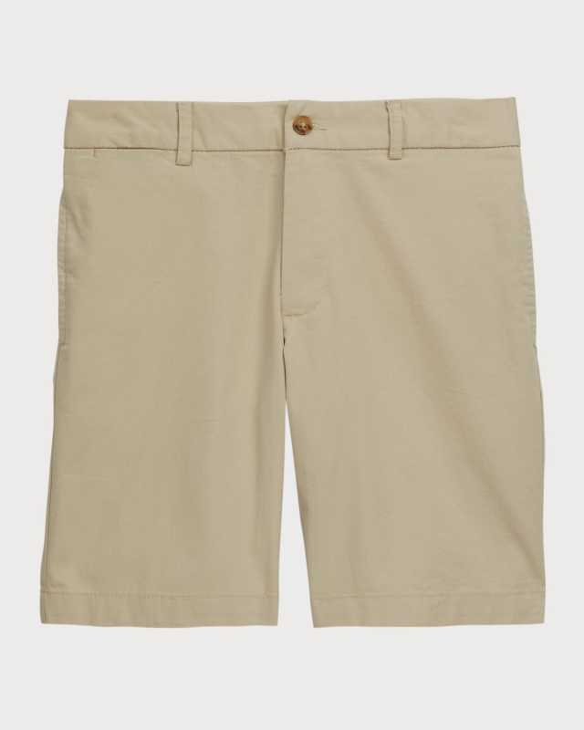 Boy's Logo Embroidered Flat Front Chino Shorts, Size 8-10