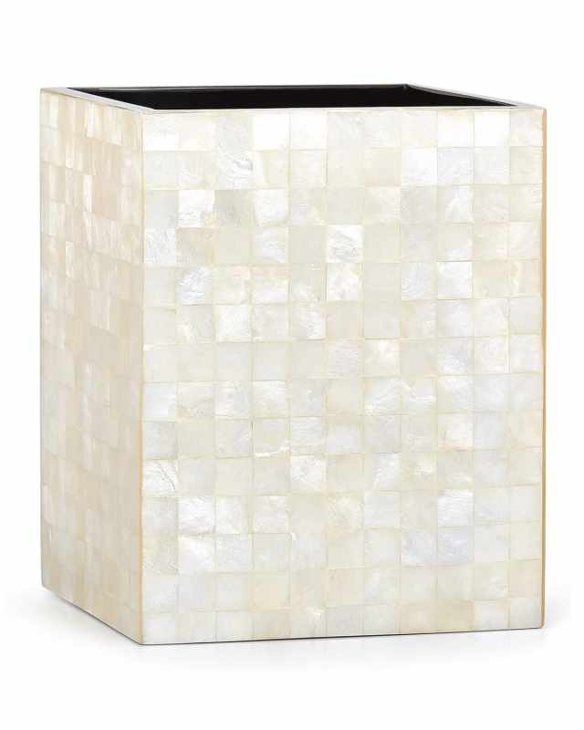 Capiz Ivory Wastebasket