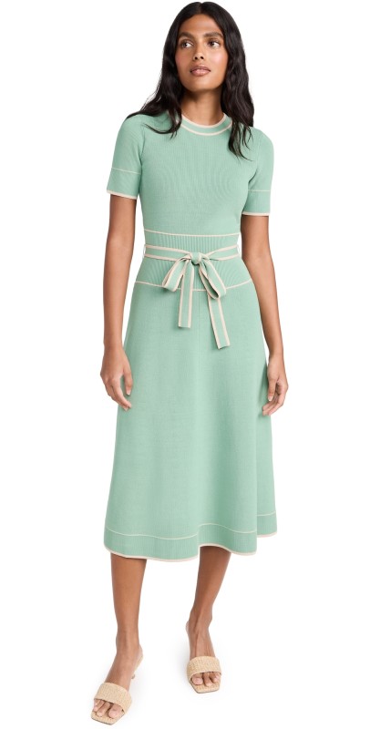 Shoshanna Addison Dress Pistachio/Camel