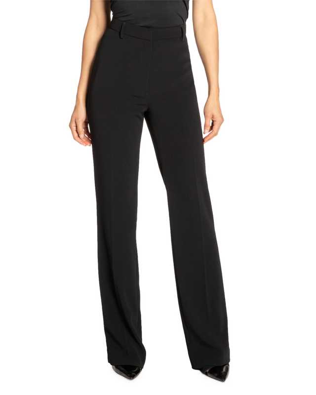 Crepe Straight-Leg Pants w/ Clean Front Closure