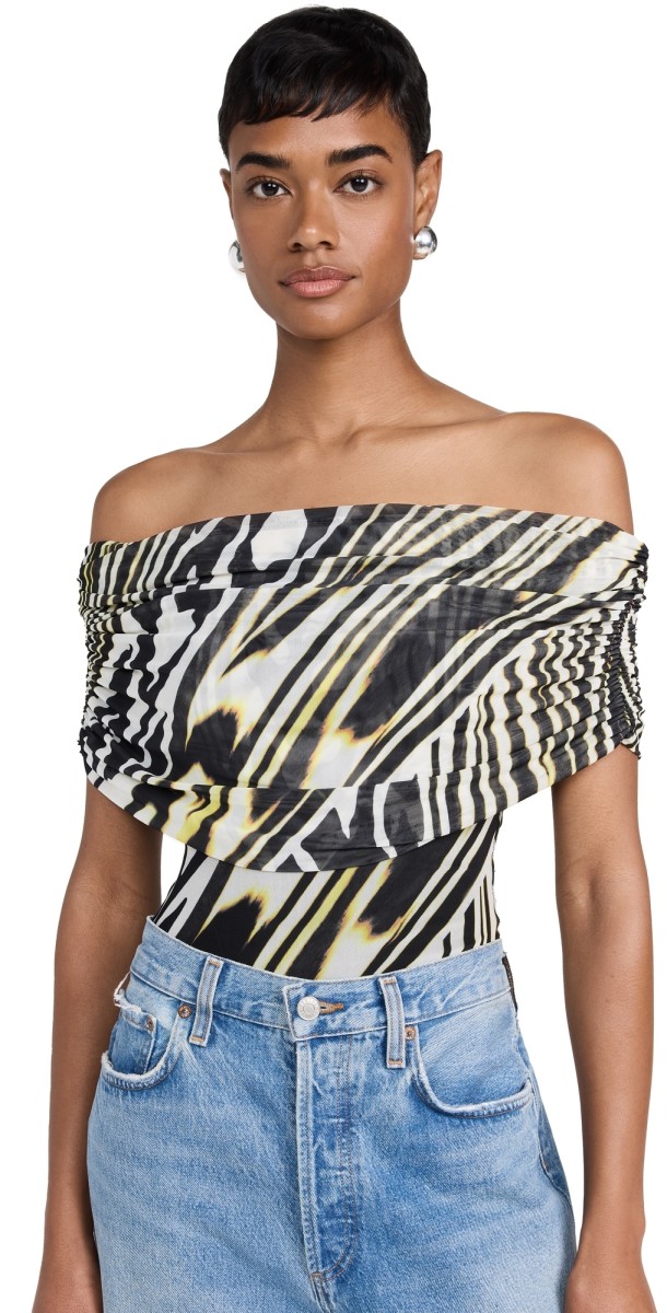 AFRM Divya Bodysuit Thong Zebra Lime