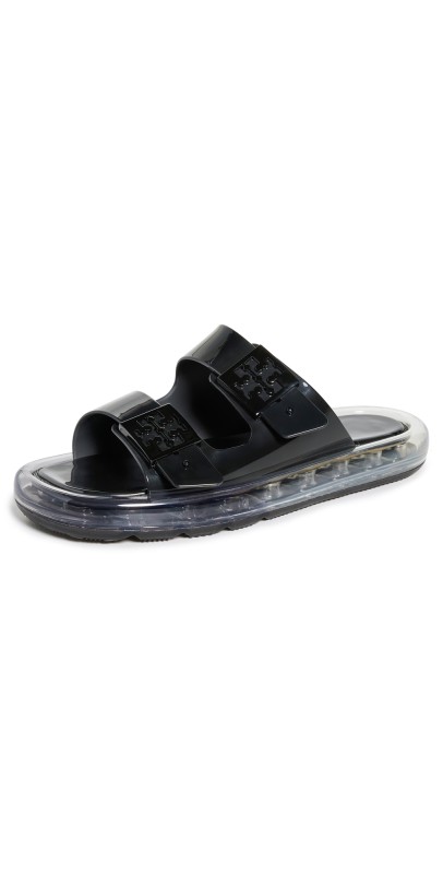 Tory Burch Buckle Bubble Jelly Slides Black