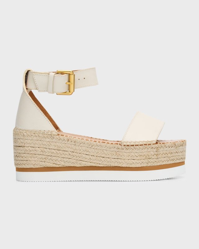 Glyn Leather Flatform Espadrille Sandals