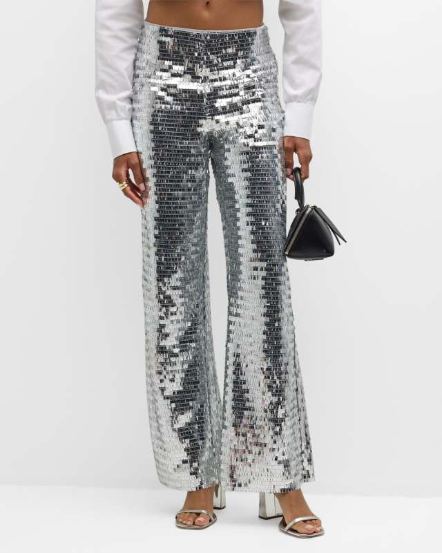 Pia Sequined Flare Pants
