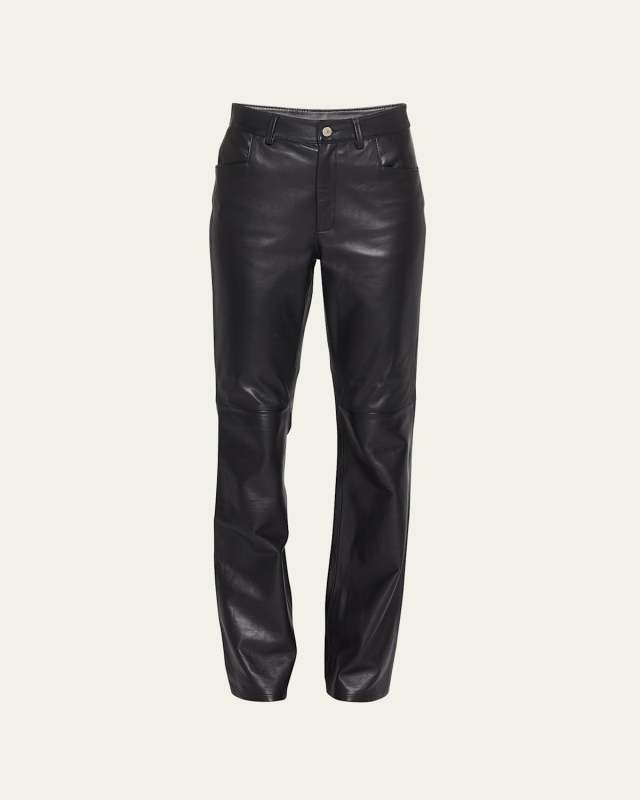 Aster Mid-Rise Leather Bootcut Pants
