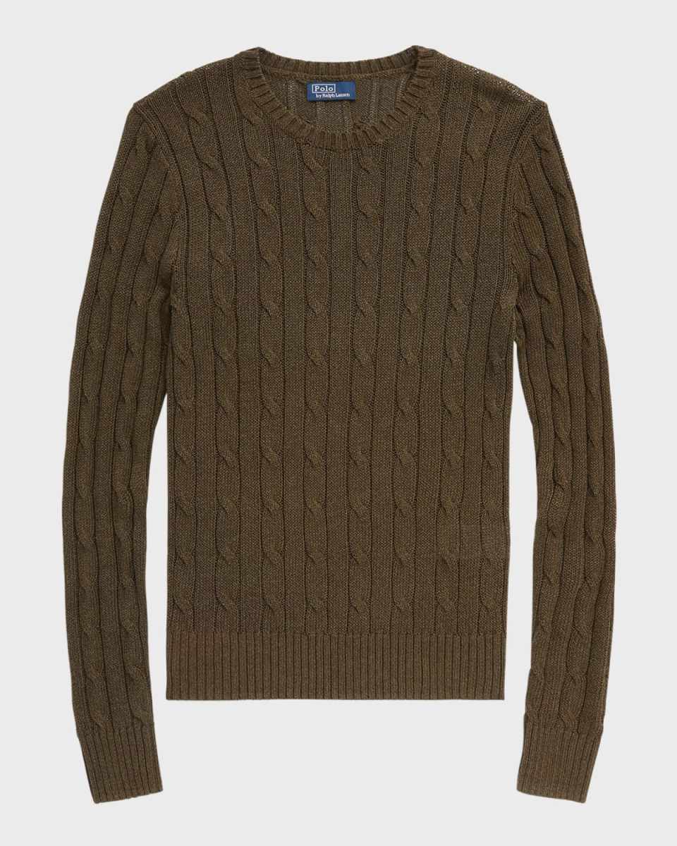 Cable-Knit Cotton-Blend Crewneck Sweat