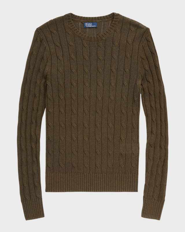 Cable-Knit Cotton-Blend Crewneck Sweat
