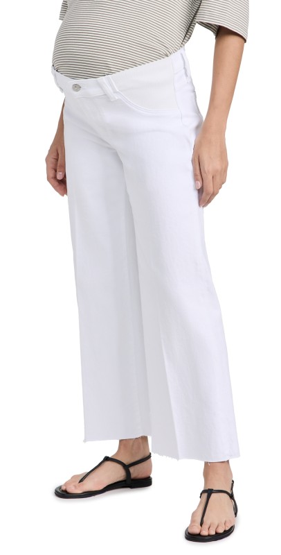PAIGE Anessa Maternity Jeans with Raw Hem Crisp White