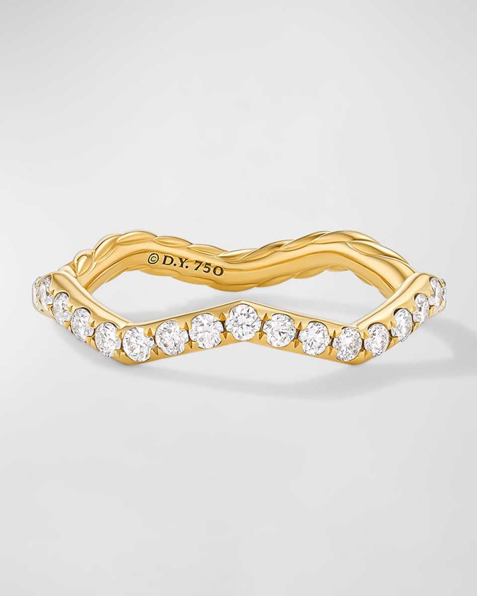 Zig Zag Stax Ring with Diamonds in 18K Gold, 2mm