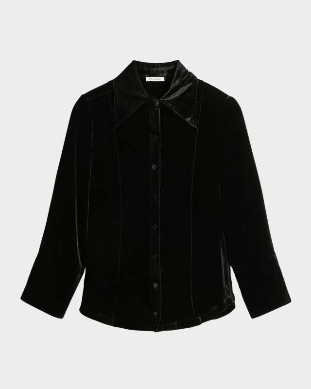 Rosiannas Button-Down Velvet Shirt