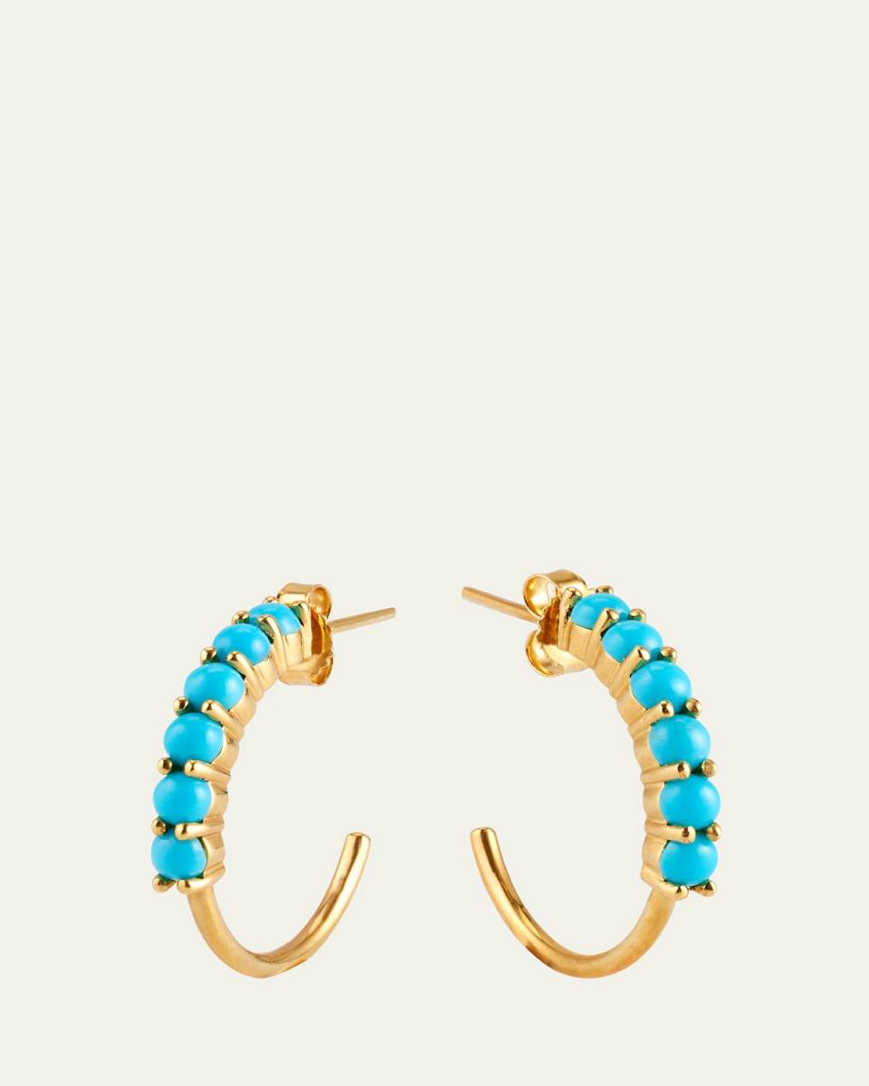 Small 4-Prong Turquoise Hoop Earrings