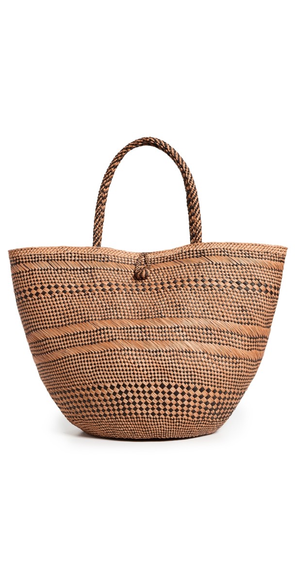 Ulla Johnson Marta Large Basket Tote Amber Brown Strip