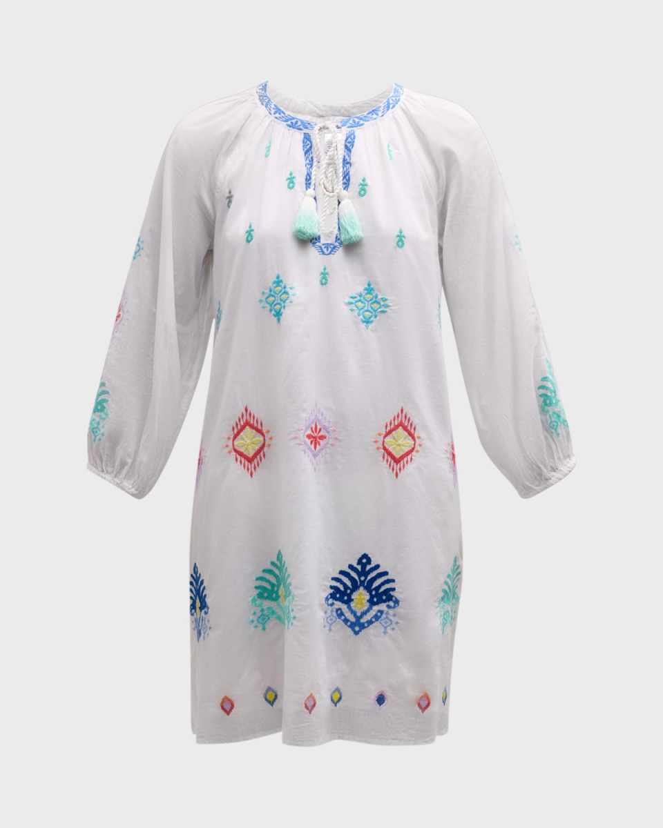 Watercolor Ikat Split-Neck Tunic