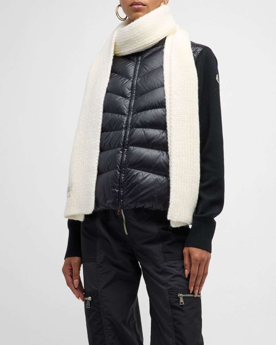Chunky Rib Knit Wool-Blend Scarf