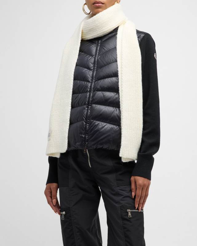 Chunky Rib Knit Wool-Blend Scarf