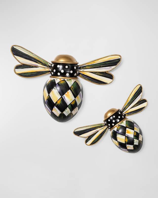 Courtly Check Outdoor Bee Wall Decor, Set of 2