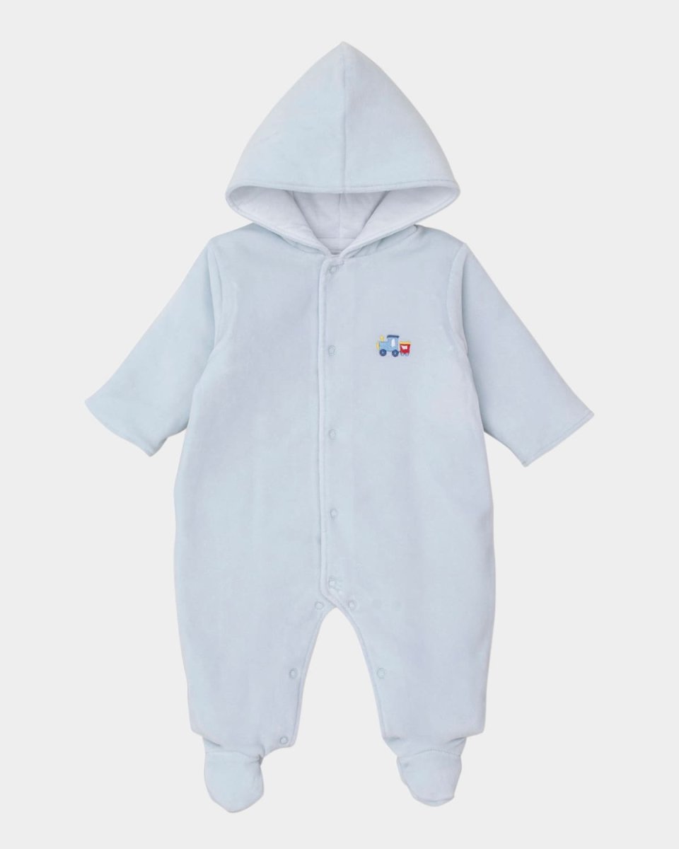 Boy's Rambling Railroad Velour Footed Bunting Suit, Size Newborn-9