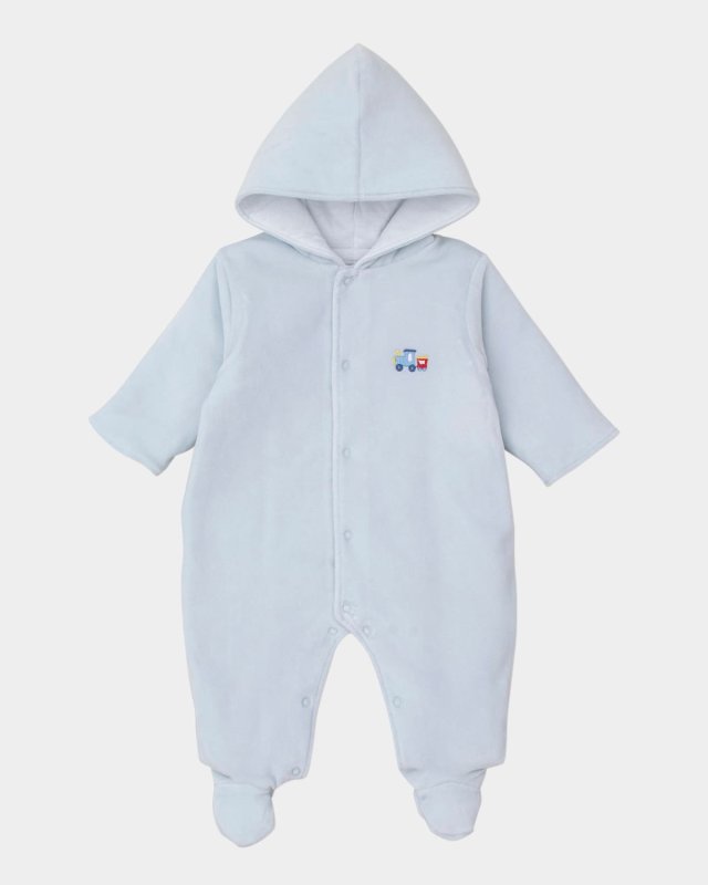 Boy's Rambling Railroad Velour Footed Bunting Suit, Size Newborn-9