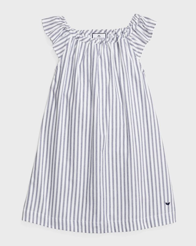 Kid's Isabelle French Ticking Striped Nightgown, Size 6M-14