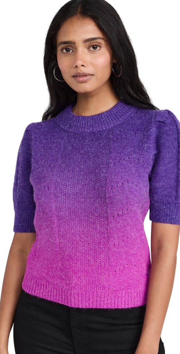 English Factory Short Sleeve Pullover Sweater Purple