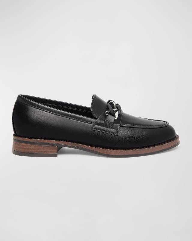 Leather Chain Slip-on Loafers