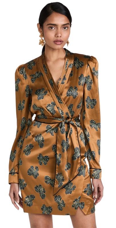 Saloni Bibi Piped Dress Gold Bows