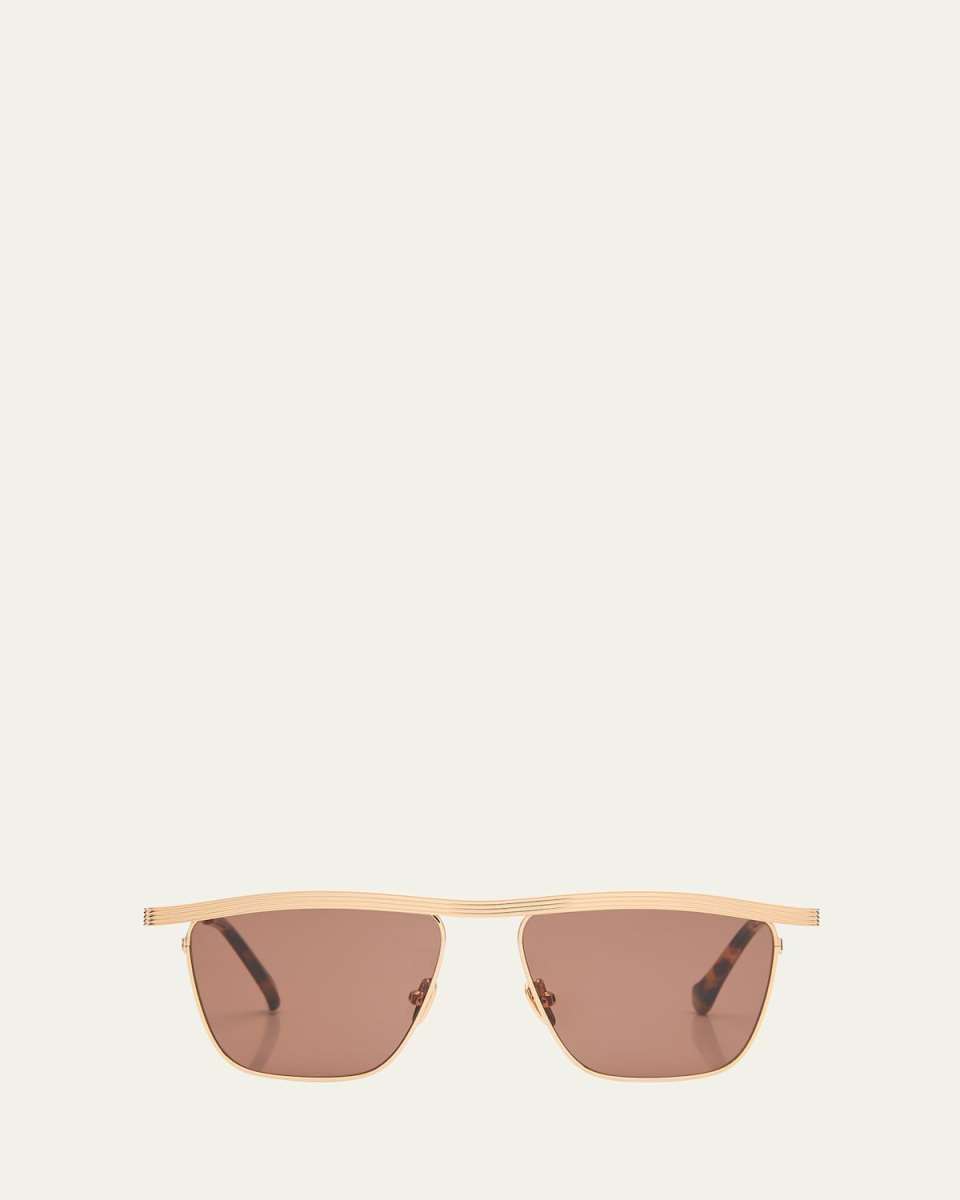 Noran Brown Stainless Steel & Acetate Aviator Sunglasses
