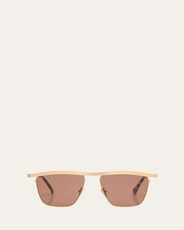 Noran Brown Stainless Steel & Acetate Aviator Sunglasses