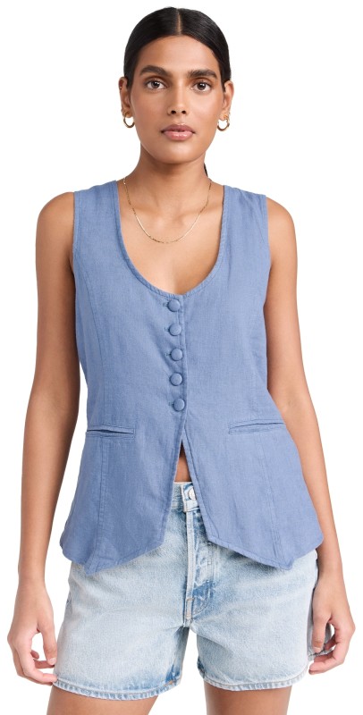 Free People Millie Vest Denim Grey