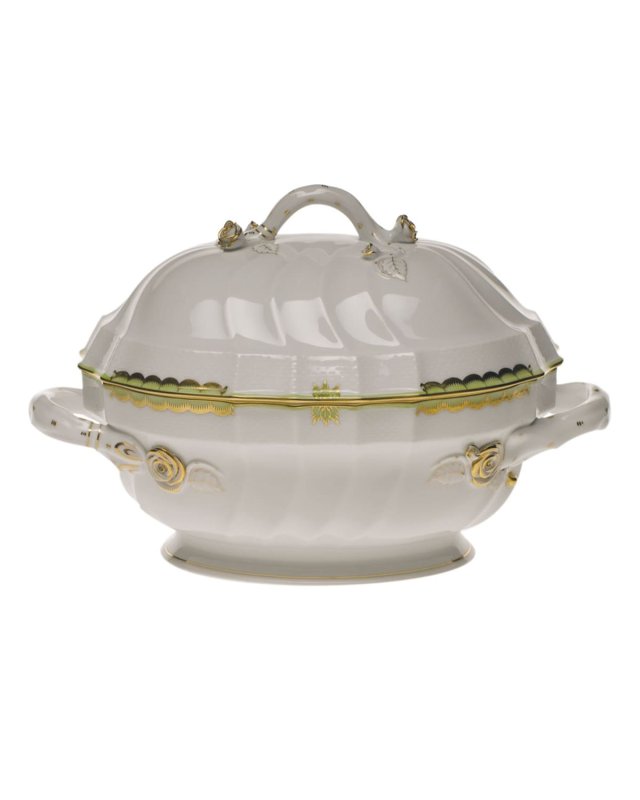 Princess Victoria Green Tureen with Branch Handle