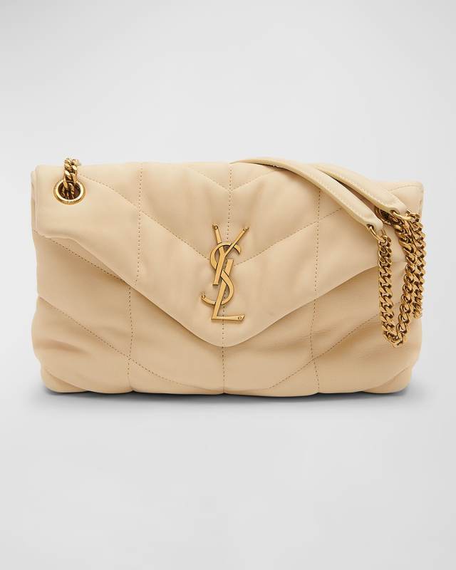 Lou Puffer Toy YSL Shoulder Bag in Quilted Nubuck